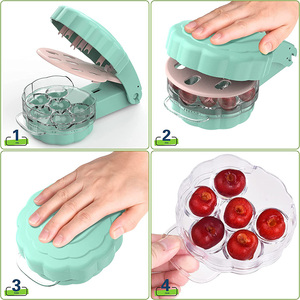 Pilon de cerise-outil <span class=keywords><strong>professionnel</strong></span> de pilon d'olive, extracteur de pierre de cerise avec fosse et récipient à jus, 6 cerises à la fois - Product Image 5