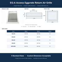 Grille d'aération de retour d'air en forme d'œuf à montage au plafond avec coussinet filtrant amovible et cadre articulé en aluminium pour systèmes de ventilation CVC