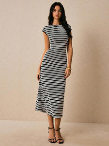 Solid Knitted Sweet Natural Waist Breathable Elegant Sleeveless Midi Slim Fit <b>Dress</b> - Product Image 4