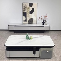 Table basse rectangulaire en bois minimaliste italienne avec rangement pour salon moderne, meubles de maison