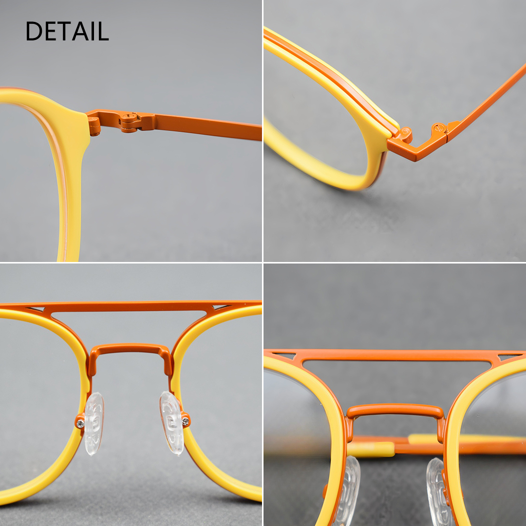 frame classic acetate oval metal temple