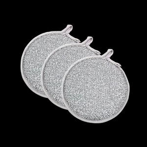 Steel Wire Sponge Round Kitchen Scrubbing Pad Dishwashing Cleaning Tool Silver Color - Product Image 4