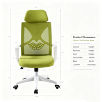 Chaises de bureau pivotantes en maille verte de luxe en gros, chaises de bureau ergonomiques modernes et confortables pour cadres