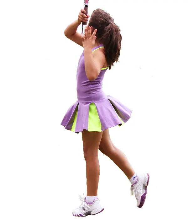 Personnalisé votre conception deux couleurs enfants enfants Junior Jupe Évasée plissée Tennis Robe pour les filles