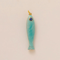 Pendentif poisson en laiton émaillé couleur or 18 carats, motif goutte d'huile, série ethnique estivale plage, fait main, en laiton, pour bijoux