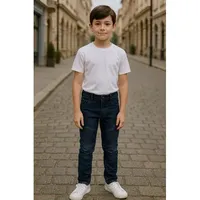 Adrenalin Boys Pamuklu Kot Koyu Yıkama Düz Kesim Streç Yarım Kasık Orta Bel 5 Cepli Çocuk Pantolonu Ayarlanabilir
