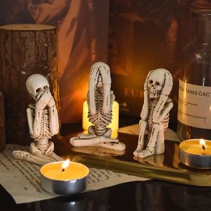 Figuras de Esqueleto en Pose de Yoga para Fiesta de Halloween, Estatuas en Forma de Calavera, Pequeñas Esculturas de Resina, Adornos Decorativos - Product Image 1