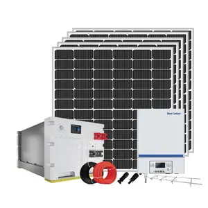 Blue Carbon 3kw Off-grid Tied Roof Solar Power System All in One Solar Energy System Solar Panels 300w MPPT