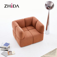 Ensemble de canapés en tissu orange confortable et moelleux de style nordique ZHIDA avec coussins doux pour la décoration de villas scandinaves