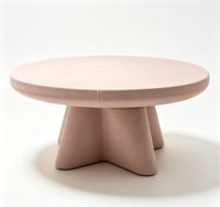 Table basse ronde Elloak, table basse à piétement étoilé rose blush avec finition en daim mat pour salon, style moderne