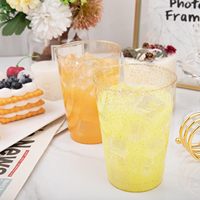Lot de 100 gobelets jetables en plastique transparent à paillettes dorées de 12 oz, résistants et écologiques, pour cocktails et fêtes