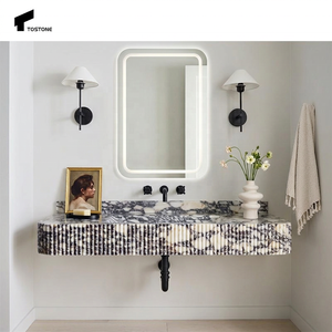 Lavabi a colonna e mobili da bagno in marmo bianco Calacatta Viola Tostone Modern per case e ville di lusso - Product Image 5