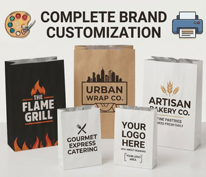 Disposable Greaseproof Aluminum Foil Lined Kraft <b>Paper</b> Bag Custom Logo for BBQ Chicken Fried Skewers Food Packaging - Product Image 6