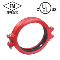 Raccords de tuyauterie en fonte ductile approuvés FM : Couplage rigide rainuré, Coude à 90 degrés 2-12, Té égal, Té mécanique, Réducteur rainuré