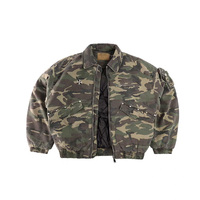 Blouson Bombardier Camouflage en Toile 100% Coton 400 g/m² de Haute Qualité pour Homme, Manteau d'Hiver Personnalisé avec Logo Métallique, Style Décontracté
