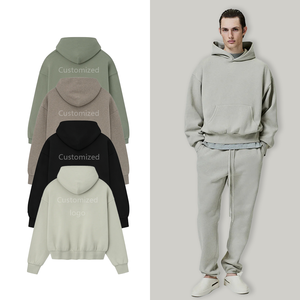 Custom cotton knit <b>hoodie</b> <b>men</b> unisex streetwear pullover oversized soft thick texture embroidery logo support factory wholesale - Product Image 1