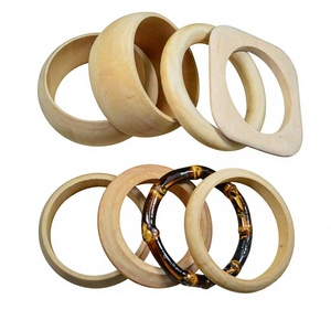 Bracelet jonc classique en bois, joncs unisexes élégants, finition naturelle, design bambou, ensembles de bijoux tendance, cadeaux de fête pour femme - Product Image 1