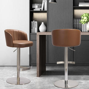 Chaise pivotante en cuir de haute qualité et acier inoxydable, design moderne, idéale pour la maison, le bar, l'hôtel, le salon, la boîte de nuit, réglable en hauteur - Product Image 3