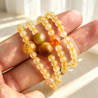 Bracelet en cristal doré à trois couches pour femmes chinoises, orné de perles, avec des cristaux de jade, citrine et améthyste multicolores, pour la guérison