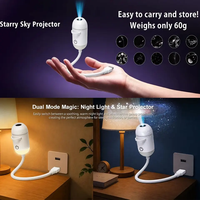 Lampe de nuit Galaxy 2 en 1 360 ° Projecteur LED USB Rotatif Mini HD Premium Ciel Étoilé Lampe d'Ambiance pour Plafond de Chambre et Voiture