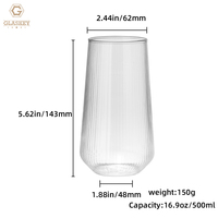 Verres à boire vintage en gros, 17 oz, transparents, verres à whisky pour bar commercial, café et service de boissons