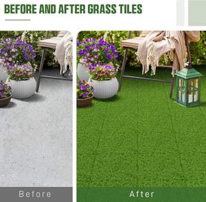 Gazon artificiel direct usine, tapis de gazon synthétique extérieur personnalisé, dalles de terrasse en plastique emboîtables - Product Image 5