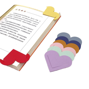 Stock Ready Cute Student Corner Page PU Leather Eco-Friendly Embossed Heart Bookmarks Thank You Promotional Gift