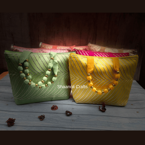 กระเป๋าคลัทช์ทำงานลูกไม้ Gota พิเศษทำด้วยมือสำหรับงานแต่งงานกระเป๋าถือน้ำหนักเบามีซิปปิดที่จับคู่พิมพ์ลาย - Product Image 2