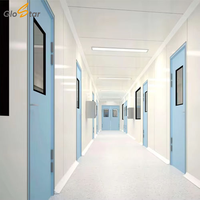 Porte battante moderne haut de gamme en fer forgé pour salle blanche avec panneau de vision, prévention incendie, charnières étanches pour usine de transformation alimentaire