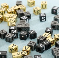 8mm Cube en acier inoxydable perles d'espacement carrées européennes perles à grand trou en métal lettres initiales de l'alphabet en vrac perles de fabrication de bricolage