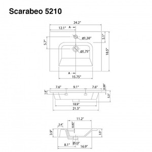 Scarabeo etra อ่างล้างหน้าติดผนังแบบทันสมัยอ่างล้างหน้าเคลือบด้านสำหรับห้องน้ำบ้านโรงแรมทำจากเรซินแก้วเซรามิคหินอ่อนหิน - Product Image 5