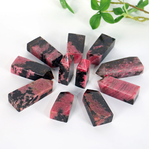 Tour de cristal de rhodonite rose et noire naturelle de haute qualité, obélisque poli en rhodonite, baguette pointue pour la décoration intérieure - Product Image 5