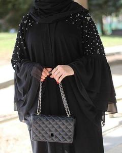 Abaya iranienne brodée en Nida noir de qualité exceptionnelle, Abaya de Dubaï - Product Image 1