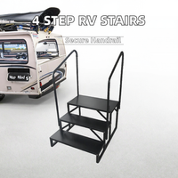 Support de fixation robuste pour escalier de camping-car portable à trois marches avec rampes d'assistance