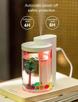 Diffuseur d'humidificateurs d'air à ultrasons USB Lumières LED intelligentes Conception de paysage en plastique portable Maison Hôtel RV Aromathérapie Enfants Bébés