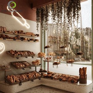 Aménagement intérieur de boulangerie au style rose, mobilier de boulangerie sur mesure, comptoir de présentation en verre pour l'aménagement de boulangerie, idées de décoration. - Product Image 6