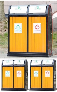 39-gallon hình chữ nhật Thùng rác ngoài trời có thể đạp hoạt động đứng bắt chước gỗ thiết kế nhựa gỗ & tấm mạ kẽm thân thiện với môi trường - Product Image 6