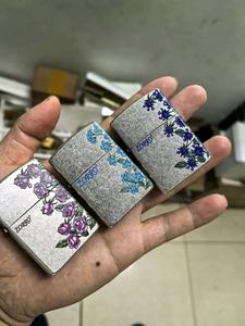 Briquet à huile vintage en argent ancien gravé papillon et <span class=keywords><strong>rose</strong></span>, coupe-vent, au kérosène, idéal pour les cadeaux d'affaires - Product Image 6