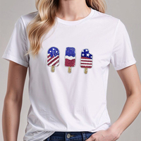 Patch à paillettes drapeau américain en forme de bâtonnet de glace, applique brodée, badges patriotiques pour la fête de l'Indépendance, pour T-shirt d'été