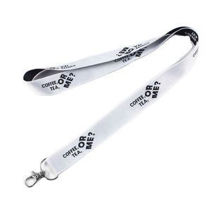 พวงกุญแจโพลีเอสเตอร์พิมพ์ลายคุณภาพสูงราคาโรงงาน สีดำชมพู สายคล้องคอสีขาวแบบกำหนดเอง - Product Image 5