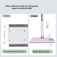 Lingettes électrostatiques plates automatiques papier de vadrouille mains libres avec poteau en acier et poignée de nettoyage de panier en plastique pour le dépoussiérage des sols