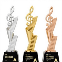 Trophée de festival artistique haut de gamme en or, argent et cuivre électroplaqué, trophée de musique et de danse personnalisable