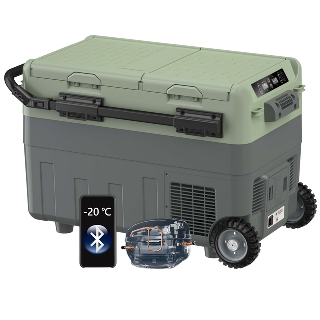 Portable Freezer Refrigerator Dual Zone Free Conversion APP Solar Wheel Telescopic Rod Car