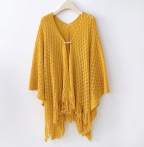 Chales <span class=keywords><strong>de</strong></span> punto <span class=keywords><strong>de</strong></span> verano con diseño calado, capa con flecos, poncho para mujer, color liso, transpirable, bufanda para cubrir el cheongsam - Product Image 4