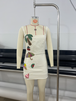 SB3928 Hoge Kwaliteit Sexy Slim Fit Handgestikte Fruit & Palmboom Kristal Beaded Lace-Up Bodycon Avondjurk Korte Rok