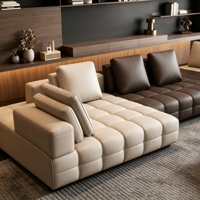 Modernes Italienisches Großes Modulares Leder-Sofa-Set L-Form Ecksofa Villa Wohnzimmer Heim-Möbel