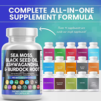 Capsule de mousse de mer WELLBODY OEM/ODM avec marque privée et huile de graines noires Ashwagandha bardane tout en un Capsules