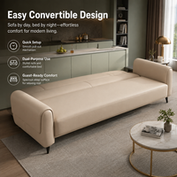 Canapé en cuir gris de luxe moderne trois places, design minimaliste, gain de place, mobilier commercial pour hôtel et appartement