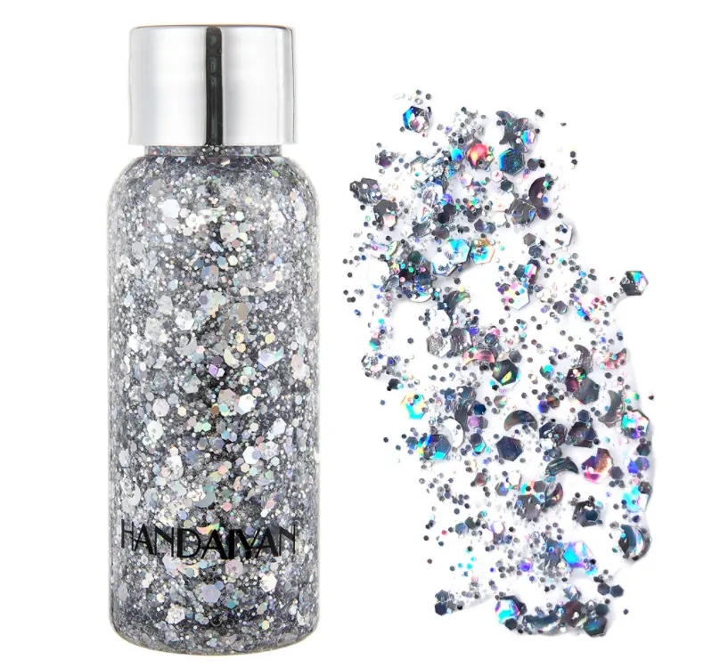 Wholesale 9 Colors Body Glitter Chunky Long Lasting Glitter Body Spray Gel for Face Body Hair and Nail