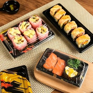 YSDisposable Vassoi in PET Nero con Coperchi Trasparenti, Scatole Rettangolari Personalizzabili con Logo, per Sushi Giapponese, Confezioni per Alimenti e Zucchero, Design Lussuoso - Product Image 6